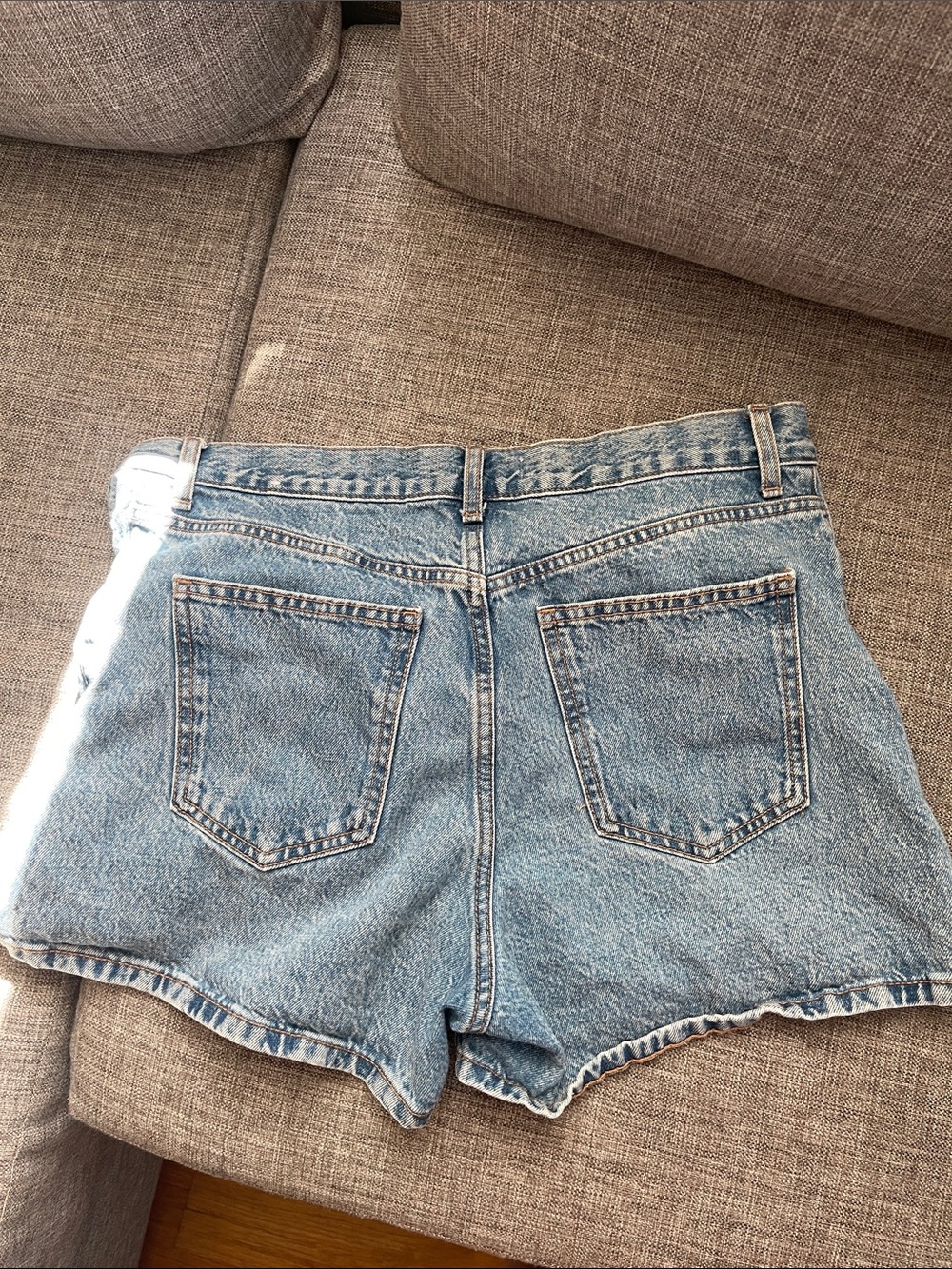 Mango Light Blue High-Waist Denim Shorts - Picture 3 of 5